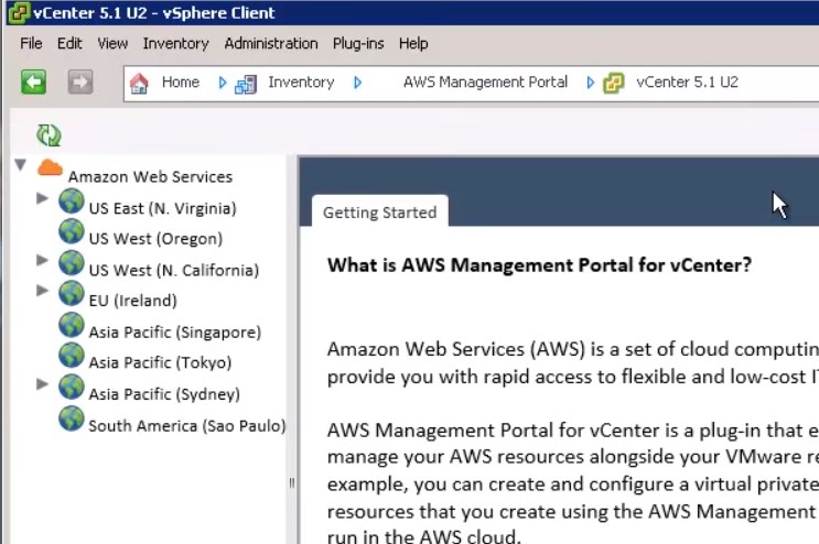 AWS Management Portal for vCenter